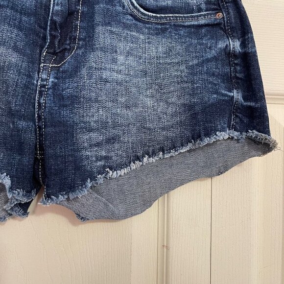&Denim H&M Womens Dark Wash Stretch Raw Hem Cut Off Stonewash Jean Shorts Size 4 - Picture 5 of 8